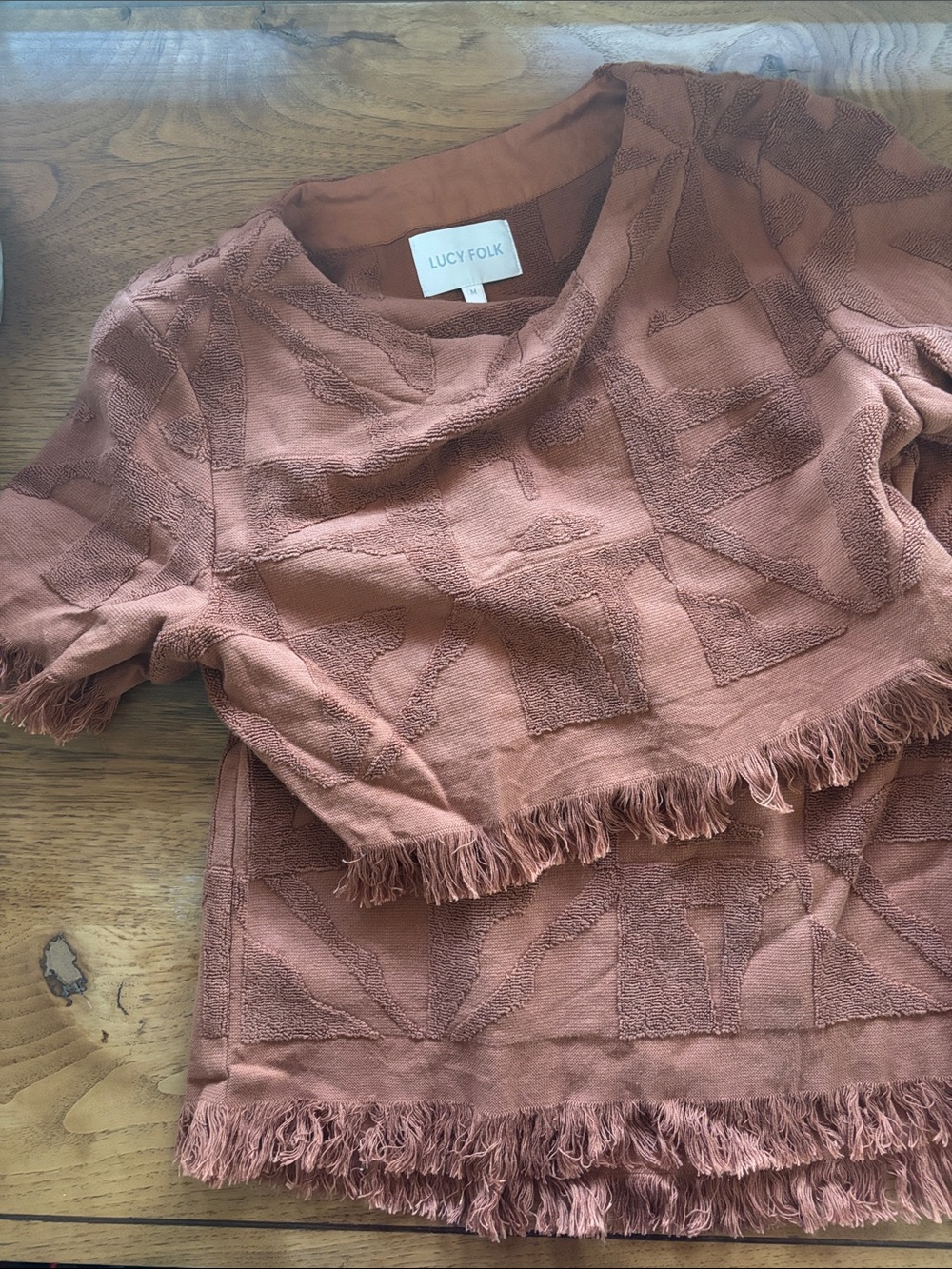 Lucy Folk Brown Wave Crop Top and Skirt